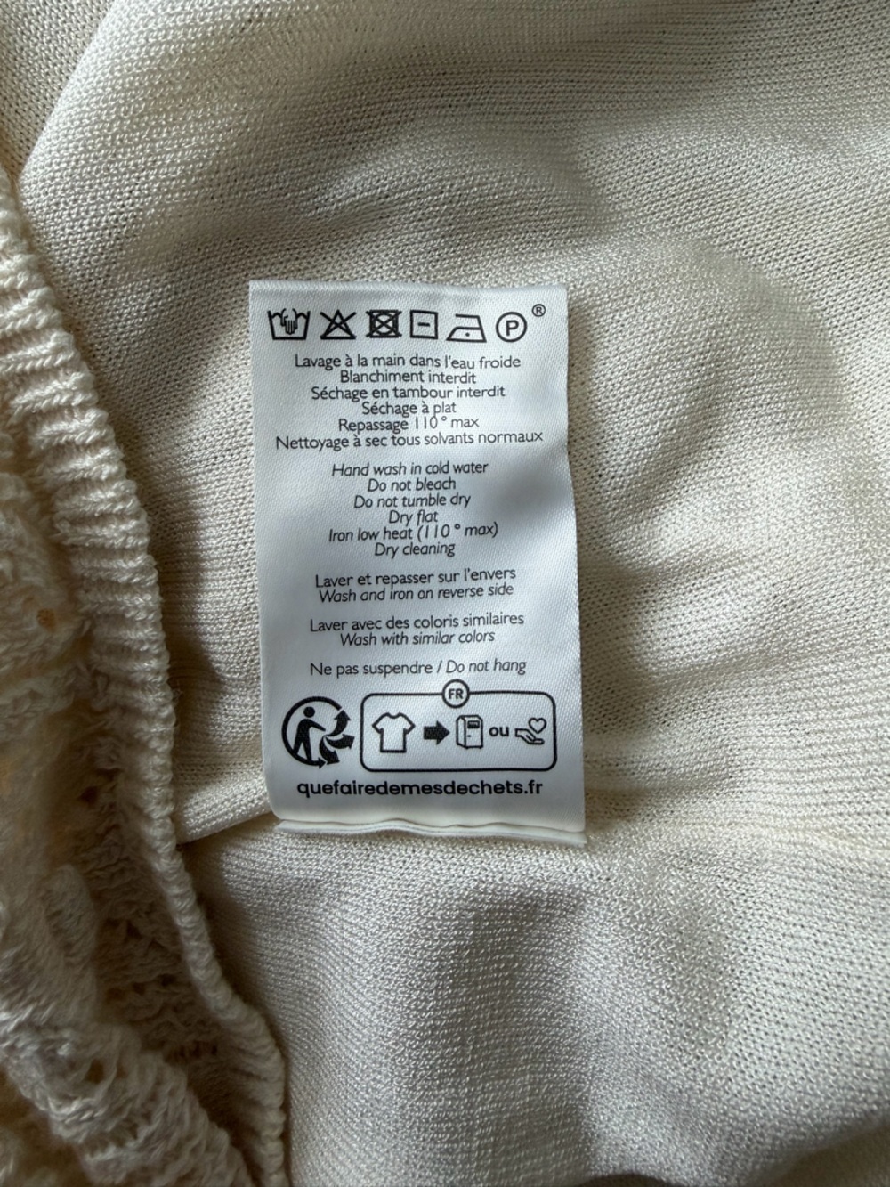Sezane Willa Mini Dress Sleeveless Crochet Knit Bobble Cotton Cream Size Medium - Picture 13 of 14